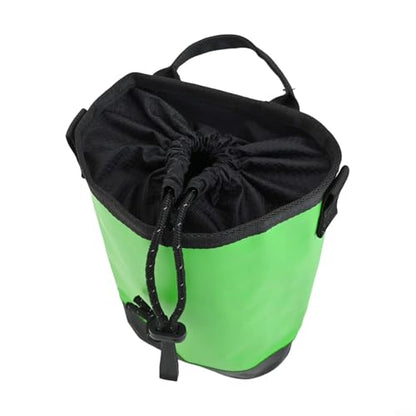 Climbing Tool Bag with Adjustable Waist Belt, 5L Outdoor Rock Climbing Gear Pouch for Ropes and Chalk, Water Resistant Polyester Storage Pack with Quick Draw Tower Design(Green) - size: Green