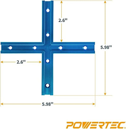 POWERTEC 71698V 3" T-Track Intersection Kit with Predrilled Mounting Holes, for Universal T-Track, Woodworking Jigs and Fixtures - style: 3" Intersection Kits