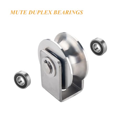 Stainless Steel U Groove Wheel Heavy Duty Pulley Smooth Rolling Door Wheels Sliding Gate Hardware High Weight Capacity Rollers Rolling Driveway Gate Bracket Rollers for Carts Furniture Machinery - size: 4pc 2inU