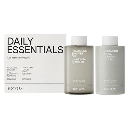 biotyspa Daily Essentials - Hydrating Shower Gel & Body Lotion with Hyaluronic Acid, Niacinamide & Aloe Vera - Cleanses & Moisturizes - Organic, Vegan, Made in Australia - 2pc Set - 400ml Each - size: 13.53 Fl Oz (Pack of 2)