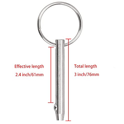 Quick Release Pin Bimini Top Pin Diameter 0.25 Inch, Total Length 3 Inch, Usable Length 2.4 Inch Full 316 Stainless Steel (4 PCS) - size: 4 Pieces