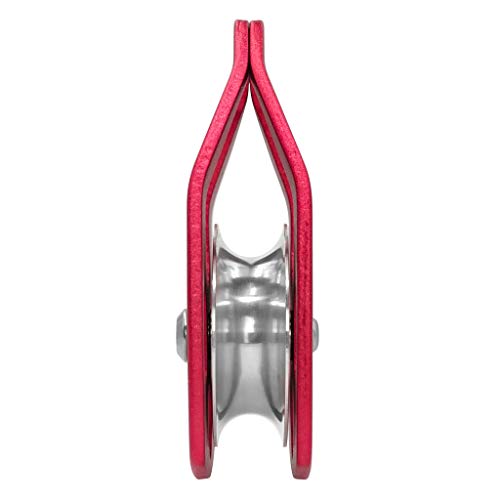 GM CLIMBING Large Rescue Pulley 32kN Single Sheave with Swing Plate CE UIAA Certified - color: Red | 2 Pack