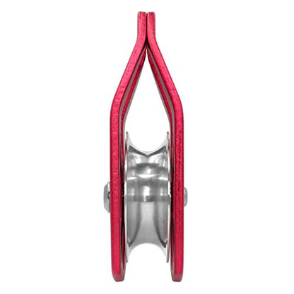 GM CLIMBING Large Rescue Pulley 32kN Single Sheave with Swing Plate CE UIAA Certified - color: Red | 2 Pack