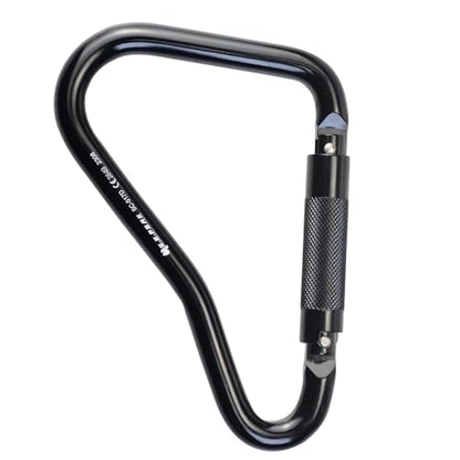 25kN Large Aluminum Auto Locking Ladder Hook, Professional CE Certified Heavy Duty Carabiner for Tower, Fall Protection/Huge Opening Gate, Black