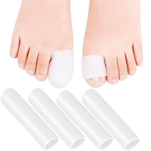 Big Toe Caps, Gel Toe Tubes 4 Pack, Silicone Toe Sleeves Protectors Bandages Pads for Blister, Callus, Corn, Sore, Toe Rubbing Treatment Wen and Women