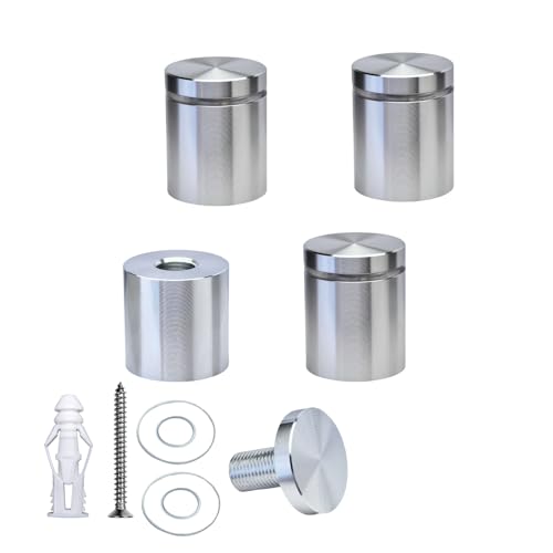 Pack of 4, Aluminum Standoff Screws, Wall Sign Standoff Mounting Hardware Advertising Glass Standoff Nail for Hanging Acrylic Picture Frame (Silver, 1" x 1") - color: Silver, size: 1" x 1"