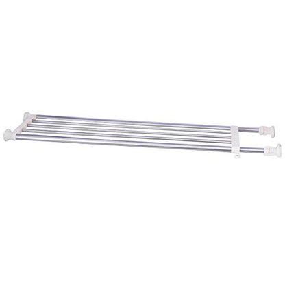 BAOYOUNI Tension Closet Shelf Heavy Duty Organizer Rack Stainless Steel Expandable Storage Shelves Rod Ivory, 39.76-60.04 Inch - size: (38.98-60.24) IN