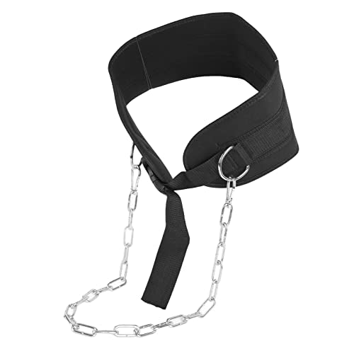 Dip Belt with Chain and, Heavy Duty Weighting Dip Belt for Men and Women, Fabric for Pull Ups, Dips and Strength ing Exercises, Black