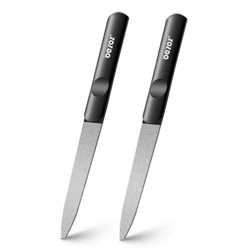 BEZOX Metal Nail File – Durable, Double-Sided Precision Fingernail Files for Women, Stainless Steel Finger Nail Buffer for Smooth, Shiny, Salon-Worthy Nails - color: Black, size: Short