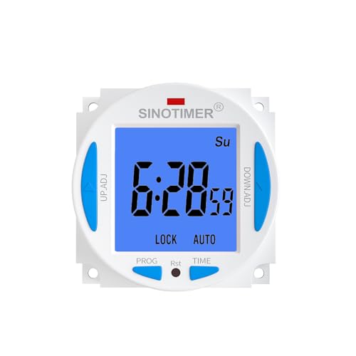 Ultra LCD Display 7 Days Programmable Digital Timer Switch Second Interval with 4 Connecting Wires (Blue Backlights), Panel Mounted with Enclosure. - size: Input 85-265VAC