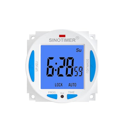 Ultra LCD Display 7 Days Programmable Digital Timer Switch Second Interval with 4 Connecting Wires (Blue Backlights), Panel Mounted with Enclosure. - size: Input 85-265VAC