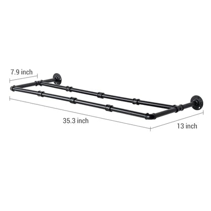 MyGift Industrial Matte Black Metal Pipe Hanging Shoe and Boot Rack Organizer Shelf, Wall Mounted Space Saving Footwear Storage Shelves for Closet, Mudroom, Entryway, Set of 2, Holds 8 Pairs - size: 35 Inch