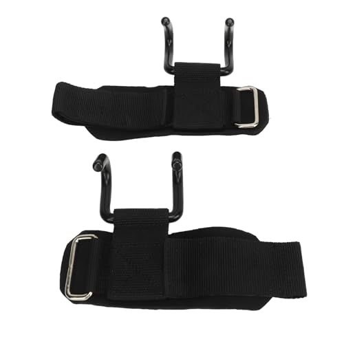 Powerlifting Straps Dual Hook Design Increase Grip Strength for Strength Training Weightlifting Exercises 2pcs Black