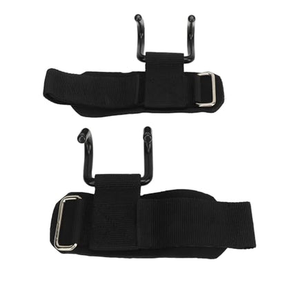 Powerlifting Straps Dual Hook Design Increase Grip Strength for Strength Training Weightlifting Exercises 2pcs Black