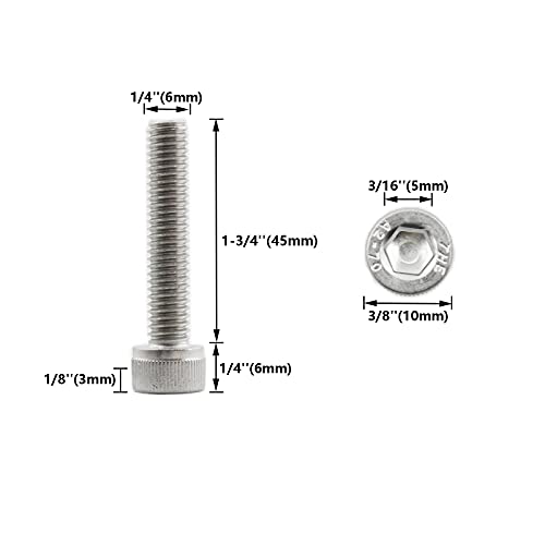 20 PCS Socket Head Cap Screws, TTZEZE 304 Stainless Steel Metric Machine Bolts Hex Socket Screw, Socket Drive Bright Finish Full Machine Threads for Shelf Chair Desk Install Repair (M6x45mm) - color: M6, size: 45mm