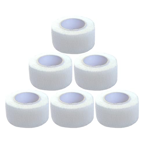 Baisunt 6 Pack 1 Inches Cohesive Bandage Self Adhesive Wrap Elastic Self Adherent Vet Wrap Breathable Self Stick Tape for Wrist, Ankle, Sports, Tatoo Wrap(5 Yards, White) - color: White, size: 1 Inch