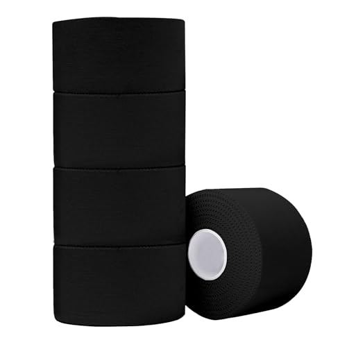 ADMITRY Athletic Tape,5 Pack Black Sports Tape | Strong Stick No Sticky Residue for Hockey Climbing Sports Medical Splints - color: Athletic Tape Black(cotton)-5 Rolls