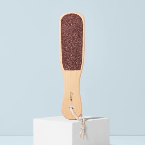 Diane 2-Sided Foot File Callus Remover for Feet, Wooden Handle Pedicure Tool, Foot Scrubber & Heel Scraper for Dead Skin, Dry Cracked Feet & Smoothing Heels, Wet or Dry Use, 10" x 2 3/8", 100/80 Grit