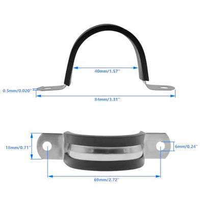 Rubber U Clamps,Two Hole U-Tube Strap Clamp Set,SAFYY EPDM Rubber Cushioned Insulated Clamp Rubber Lined Mounting U Brackets,U Shaped Pipe Tube Wire Clamps Clips Conduit Clamps (M40|1-9/16",15PCS) - size: M40|1-9/16",15PCS