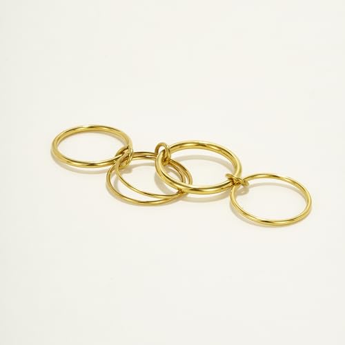 Shapes Studio Trio Linked Ring, stackable Ring, Minimalism style for women, Never Tarnish - size: 6, style: Five Band (all gold)