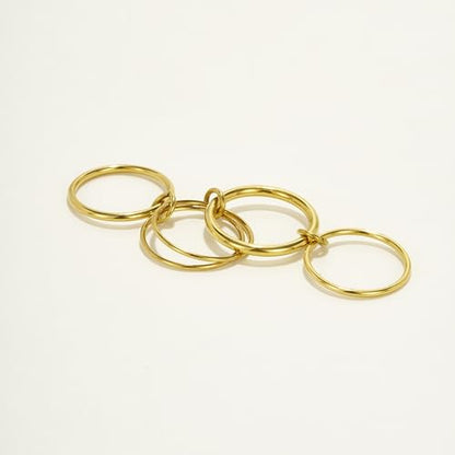 Shapes Studio Trio Linked Ring, stackable Ring, Minimalism style for women, Never Tarnish - size: 6, style: Five Band (all gold)