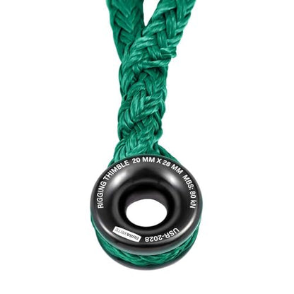 Pelican Rope 3/4" - 12 FT - Green Adjustable Rigging Block Sling with Aluminum Ring - 20,000 LBS MBS / 2,000 LBS WLL, 12 Strand, Polyester, Arborist Sling, Tree Climbing Gear - Single-Head - style: Single-Head | 3/4" – 12 FT