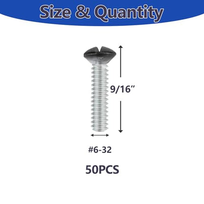 50 pcs 9/16" Wall Plate Screws, Black Outlet Screws 6-32 Thread Light Electrical Cover Panel Switch Plate Screws(Black） - color: Black, size: 9/16"