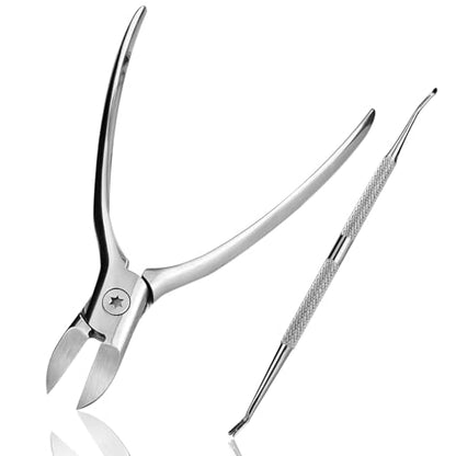 Heavy Duty Podiatrist Toenail Clippers for Thick and Ingrown Nails, Toe Nail Clippers for Men Women Seniors, Stainless Steel 2PCS - size: 2PCS