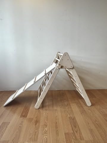 Montessori Climbing Triangle | Wooden Indoor Climbing Frame for Kids & Toddlers | Montessori Climbing Structure | Montessori Play Structure Wooden Activity Triangle (Triangle + Ladder Ramp) - style: Triangle + Ladder Ramp