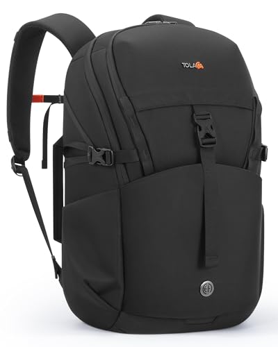 Tolaccea Daypack Backpacks Carry On 30L, Travel Backpack with Waterproof Zippers, Flight Approved Hand Luggage Casual Backpack for Men Women, Durable Bag for Work Business Hiking, Fits 15.6" Laptop - color: Black