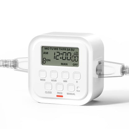 HBN Outlet Timer Indoor Plug in Timers for Light Lamps Fan, Digital Timer | for Electrical 3-Prong Dual Outlet, 7 Day 8 ON/OFF Programmable Timer Outlets for Kitchen, Home, Vacation Mode,15A/1875W