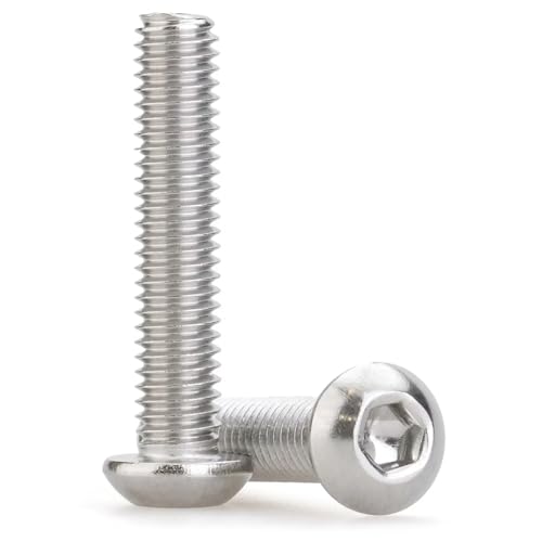 M2.5 x 18mm 60 Pcs Button Head Socket Cap Screws, 304 Stainless Steel (18-8), Fully Threaded, Bright Finish, Allen Hex Drive, Includes Hex Wrench, for Furniture, DIY, 3D Printing - size: M2.5 x 18mm-60 PCS