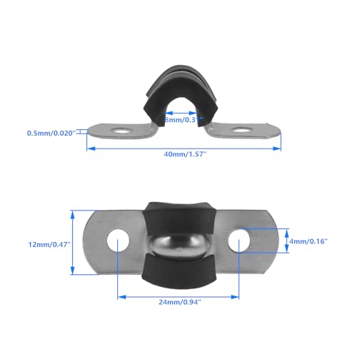 Rubber U Clamps,Two Hole U-Tube Strap Clamp Set,SAFYY EPDM Rubber Cushioned Insulated Clamp Rubber Lined Mounting U Brackets,U Shaped Pipe Tube Wire Clamps Clips Conduit Clamps (M8|5/16",50PCS) - size: M8|5/16",50PCS