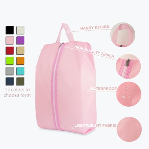 6pcs Portable Shoe Organizer, Travel Pouches with Zipper, Golf Shoe Bags, Clothes Bags, Soccer Cleats Bag Shoe Pouch for Gym, Waterproof, Odor-Resistant (Pink) | Golf Shoe Bags, Clothes Bags, Soccer Cleats Bag Shoe Pouch for Gym, Waterproof, Odor-Resistan