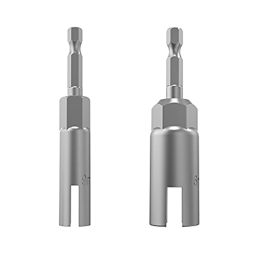 1/4"Hex Shank Nut Driver Power Wing Nut Drill Bit Socket Tool Drive Kit | slotted wing nut drill sleeve wrench wrench kit, panel nut screw eye C-shaped hook bolt （9mm16mm) - size: 2 Pack 2 Size 9mm,16mm
