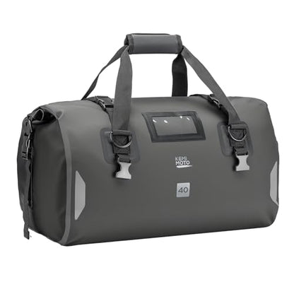 KEMIMOTO Waterproof Motorcycle Dry Bag – Duffle Tail Bag Soft Luggage, 25L/40L/65L Large Capacity with 4 Quick-Release Straps, Dustproof for Touring, Adventure, Motorcycling & Camping Grey - size: 40L