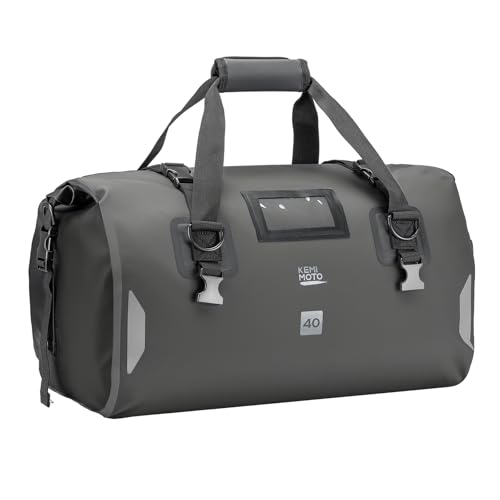 KEMIMOTO Waterproof Motorcycle Dry Bag – Duffle Tail Bag Soft Luggage, 25L/40L/65L Large Capacity with 4 Quick-Release Straps, Dustproof for Touring, Adventure, Motorcycling & Camping Grey - size: 40L