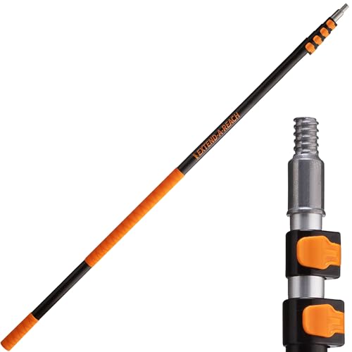 5-18 ft Long Telescopic Extension Pole // Multi-Purpose Extendable Pole with Universal Twist-on Metal Tip // Lightweight and Sturdy // Best Telescoping Pole for Painting, Dusting and Window Cleaning - size: 18 feet