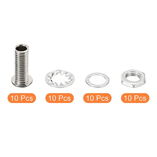 PATIKIL M8x19mm Round Head Hollow Screw Bolts, 4 in 1 / 40Pieces Through Hole Bolt Chandelier Fasteners with Hex Nut and Gasket - size: 19mm