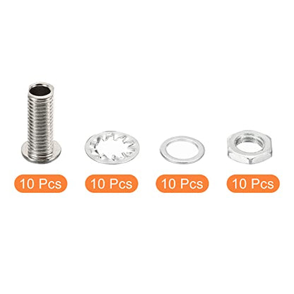 PATIKIL M8x19mm Round Head Hollow Screw Bolts, 4 in 1 / 40Pieces Through Hole Bolt Chandelier Fasteners with Hex Nut and Gasket - size: 19mm