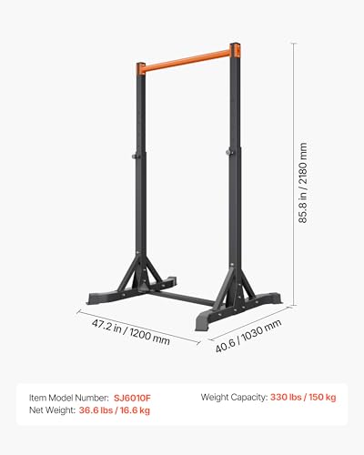 VEVOR Pull Up Bar, 330LBS Capacity Portable Pullup Bar Station, Pullup Bars Free Standing with H-Frame Structure & Heavy-Duty Steel Tube, 8 Level Height Adjustment Gravity Fitness for Arms Back Chest