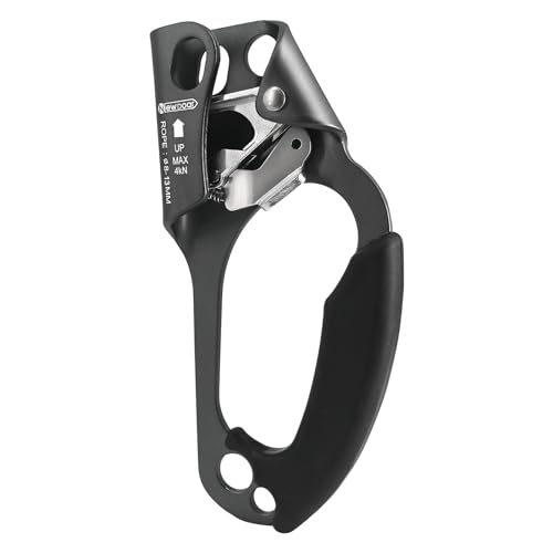 UIAA & CE Certified Hand Ascender Rock Climbing Tree Arborist Rappelling Gear Equipment Rope Clamp for 8~13MM Rope - color: Grey-Right