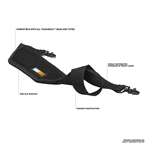 ToughBuilt – Shoulder Strap, Heavy-Duty Adjustable Padded Shoulder Strap with Non-Slip Comfort Pad & Metal Swivel Hooks, Reinforced Webbing for Tool Bags, Totes and Jobsite Gear