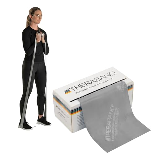 THERABAND Resistance Bands 6 Yard Roll, Silver, Super Heavy, Latex Band for Strength Training, Upper & Lower Body Exercise, Physical Therapy, Core Workouts, Rehab & Home Fitness - color: Silver - Super Heavy