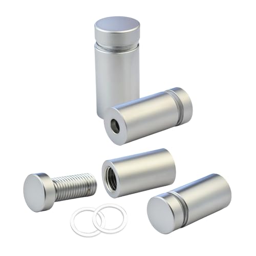 Pack of 4, Aluminum Standoff Screws, Wall Sign Standoff Mounting Hardware Advertising Glass Standoff for Acrylic Picture Frame (Satin Chrome Electroplated, 1/2" x 3/4") - color: Satin Chrome Electroplated, size: 1/2" x 3/4"