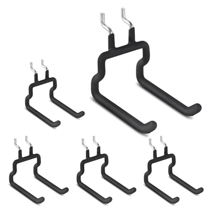 LIGHT DUST Utility Heavy Duty Pegboard Hooks - 5Pack Peg Board Accessories for Hanging Tools Fit 1/8" 1/4" Peg Holes - Pegboard Organizer Large Tool Holders for Garage Workshop Shed - style: 5 Pack