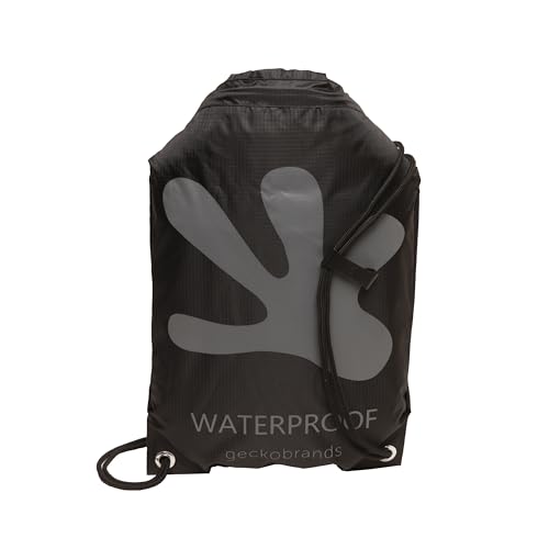 geckobrands Embark 10L Drawstring Backpack – Waterproof, Lightweight Dry Bag for Beach, Hiking, and Light Water Activities - color: Black/Grey