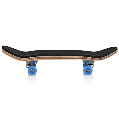 1 Pack Professional Mini Maple Wooden Fingerboards, Alloy Fingerboard Finger Skateboards, Boarding Toy with Box Reduce Pressure Kids Gifts - color: blue