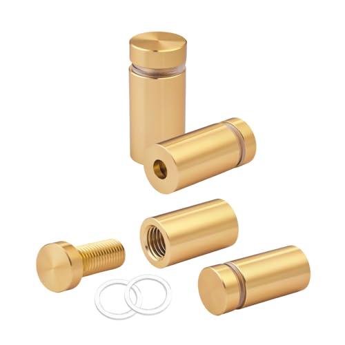 Pack of 4, Aluminum Standoff Screws, Wall Sign Standoff Mounting Hardware Advertising Glass Standoff Nail for Hanging Acrylic Picture Frame (Champagne, 1/2" x 3/4") - color: Champagne, size: 1/2" x 3/4"