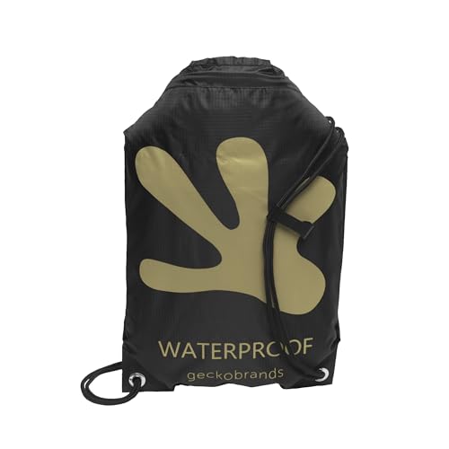 geckobrands Embark 10L Drawstring Backpack – Waterproof, Lightweight Dry Bag for Beach, Hiking, and Light Water Activities - color: Black/Gold